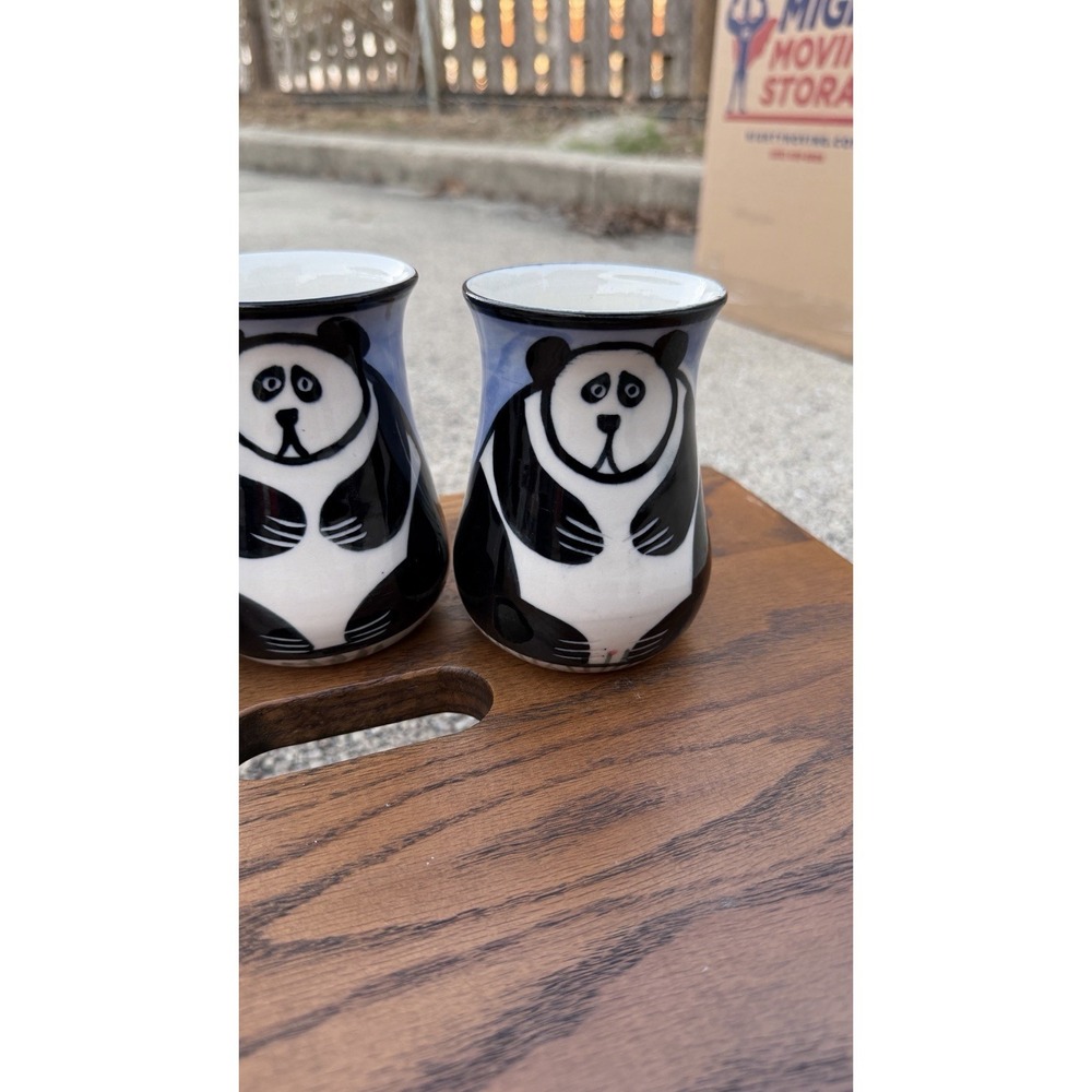 Karen Donleavy Designs Panda Mug Set of 3 Hand Painted Pottery Cups - Picture 5 of 15